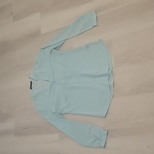 Sheer, light blue, long-sleeve top